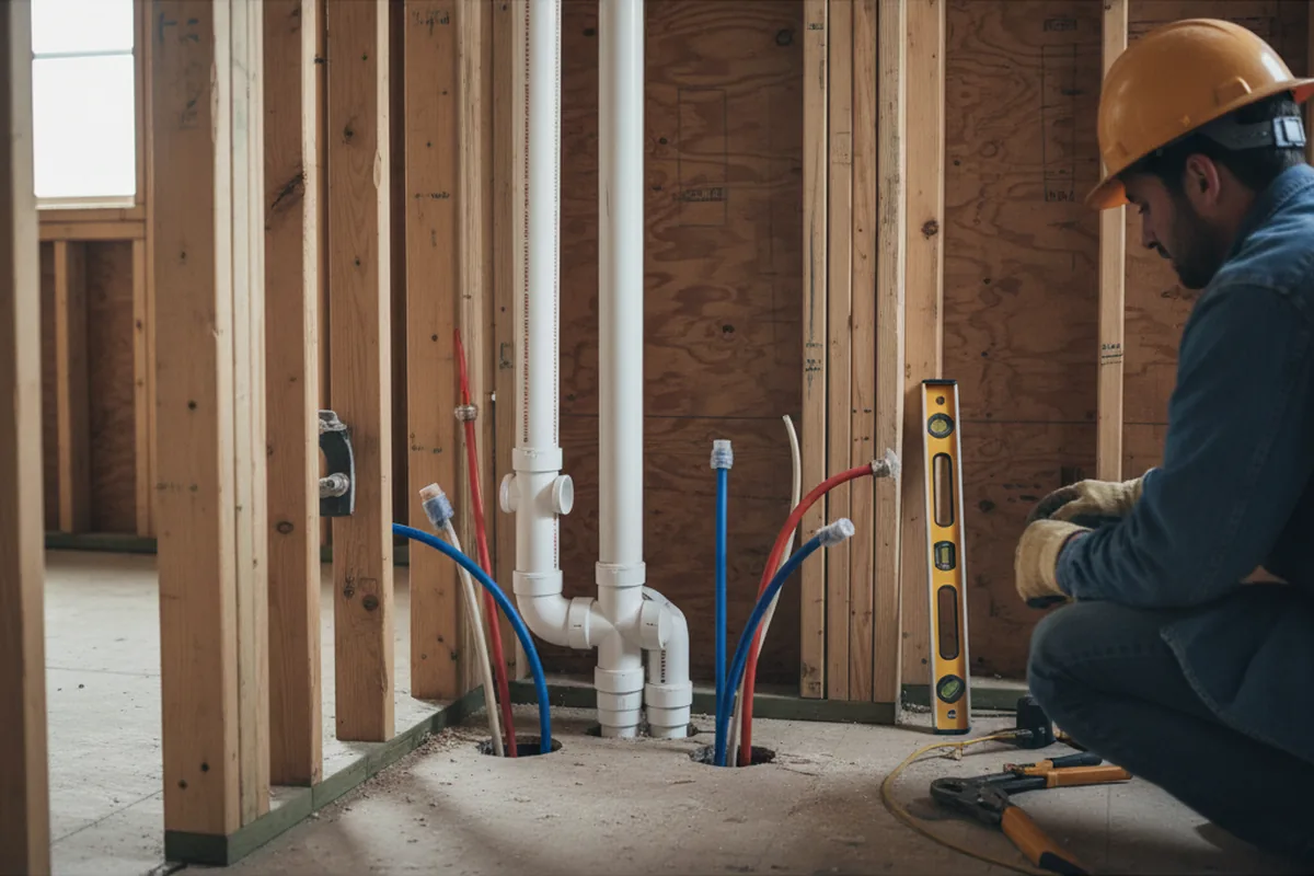 Drain and supply rough-in during Leak Detection in Patrick Air Force Base
