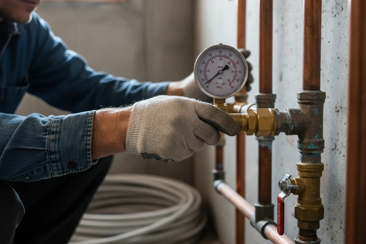 Pressure testing a repaired line during Water Line Repair in Patrick Air Force Base